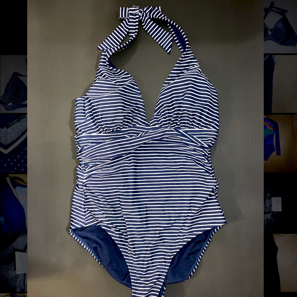 Gap Swim Navy Striped One Piece NWOT
